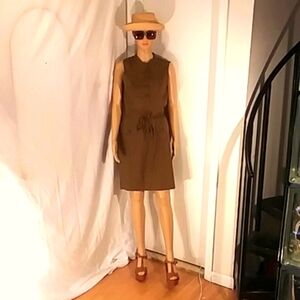 Like New Ralph Lauren Brown Sleeveless Linen Safari Dress.